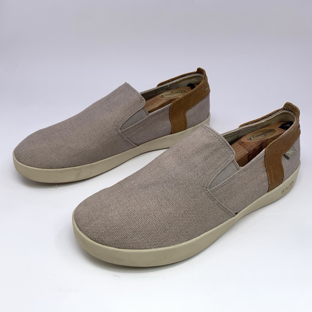 CHACO Davis Shoes Mens 9 Tan Canvas Slip On Loafers Sneakers Comfort